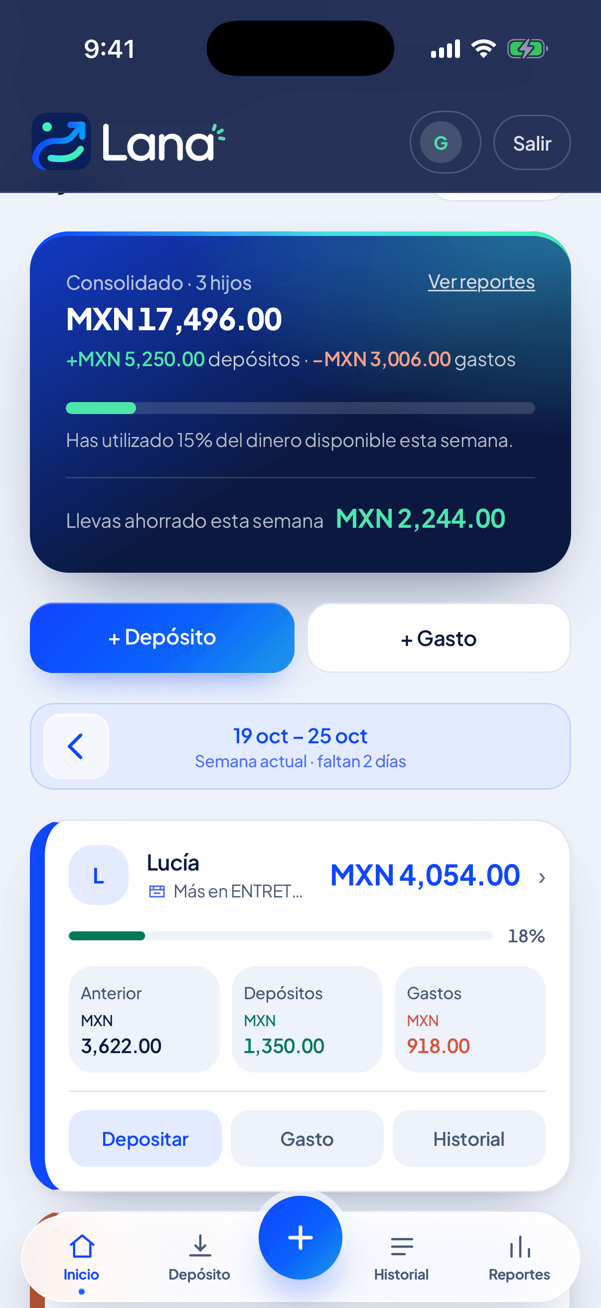 Tablero familiar de Lana 360